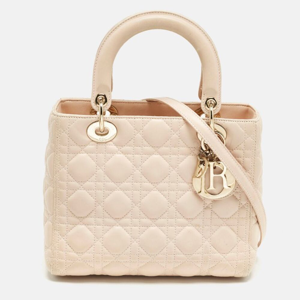 Dior Lady Dior Medium Pink Cannage Leather Tote